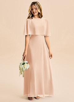 Azazie Maris Junior Abito A-Line in Chiffon Rosa Inglese image6