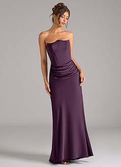Azazie Debby Bridesmaid Dresses Plum Mermaid Strapless Stretch Satin Convertible Dress image3