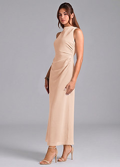 Azazie Evadne Brautjungfernkleider Etui Plissee Chiffon Kleid Englisches Rosa image4