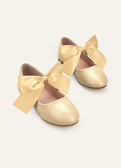 front Satin Bow Mary Jane Girls' Flat Shoes
