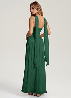 Azazie Tierney Abiti da Damigella Abito Convertibile A-Line in Chiffon Senza Cinturino Verde Scuro image4