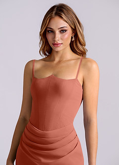 Azazie Debby Final Sale Clay Mermaid Strapless Chiffon Dress image6
