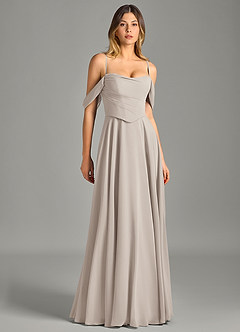 Azazie Chelsey Abiti da Damigella Abito Convertibile A-Line in Chiffon a Spalla Scoperta Gelo image3