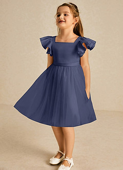 Azazie Kaeya Flower Girl Dresses Stormy A-Line Bow Tulle Dress image4