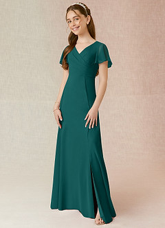 Azazie Induh Junior Peacock A-Line Ruched Chiffon Dress image1