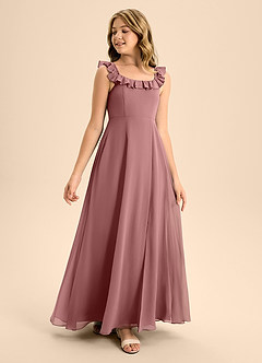 Azazie Callie Junior Desert Rose A-Line Ruched Chiffon Dress image1