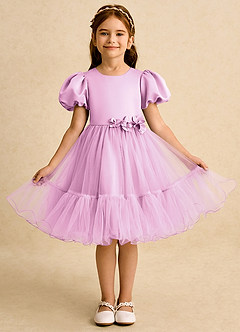Azazie Cocoa Flower Girl Dresses Candy Pink Ball-Gown Pleated Tulle Dress image5