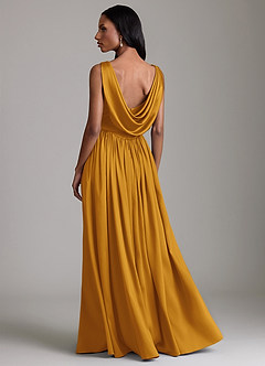 Azazie Novi Bridesmaid Dresses Butterscotch A-Line with Pockets Stretch Satin Dress image2