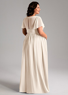 Azazie Verna Maternity Bridesmaid Dresses A-Line V-Neck Ruched Chiffon Floor-Length Dress image8