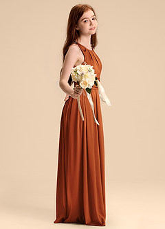 Azazie Bibiane Junior A-Linie Plissee Stretch-Satin Kleid Kanel image5