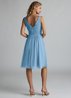Azazie Grace Bridesmaid Dresses Steel Blue A-Line Pleated Chiffon Dress image2