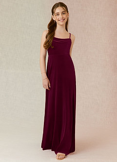 Azazie Solange Junior Cabernet A-Line Velvet Dress image1