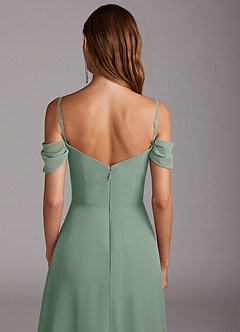 Azazie Marley Vestidos de damas de honor Vestido de Salvia Plateada de Gasa de Corte en A Convertible con Vestidos sin tirantes image9