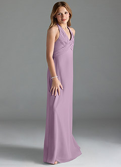 Azazie Tessie Junior Wisteria A-Line Pleated Chiffon Dress image4