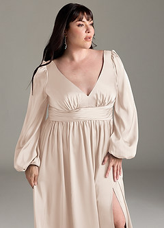 Azazie Norah Bridesmaid Dresses White Alabaster A-Line Stretch Satin Dress image12
