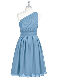 Azazie Katrina Bridesmaid Dresses Steel Blue A-Line One Shoulder Chiffon Dress image6