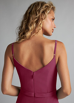Azazie Summer Bridesmaid Dresses Mulberry Mermaid Scoop Cowl Chiffon Dress image6