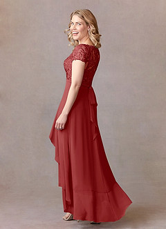 Azazie Mamie Mother of the Bride Dresses Rust A-Line Lace Chiffon Dress image3