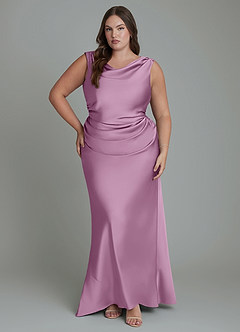 Azazie Kieryn Bridesmaid Dresses Wisteria Mermaid Pleated Stretch Satin Dress image7