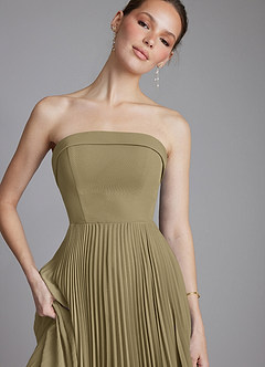 Azazie Mariana Bridesmaid Dresses Moss Green A-Line Strapless Chiffon Dress image3