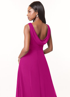 Azazie Karina Bridesmaid Dresses Fuchsia A-Line Pleated Chiffon Dress image4