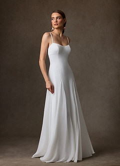 Azazie Anika At-home Try On Dresses Diamond White A-Line Sweetheart Neckline Stretch Crepe Dress image6