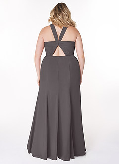 Azazie Rue Bridesmaid Dresses Steel Grey A-Line Halter Chiffon Dress image8