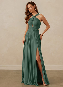 Christian Siriano Bridal for Azazie 1009 Bridesmaid Dresses Sea Moss A-Line Pleated Chiffon Dress image8