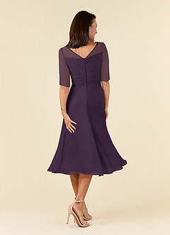 Azazie Naomi Mother of the Bride Dresses Plum A-Line Boatneck Pleated Chiffon Dress image2