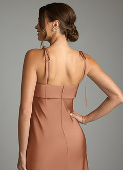 Azazie Ellia Bridesmaid Dresses Bronzer Sheath Bow Stretch Satin Dress image6