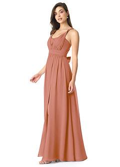 Azazie Olani Vestidos de damas de honor Vestido de Mai Tai de Gasa de Corte en A Convertible con Vestidos sin tirantes image4