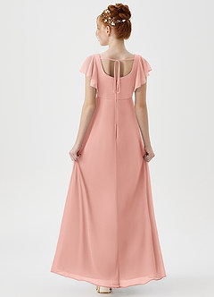 Azazie Bondi Junior Rosette A-Line Side Slit Mesh Dress image2