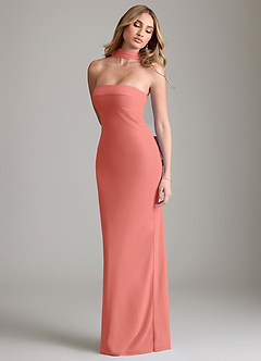 Azazie Lusinda Bridesmaid Dresses Salmon Pink Mermaid Off the Shoulder Chiffon Convertible Dress image7