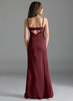 Azazie Leonis Junior Cabernet A-Line Pleated Stretch Satin Dress image2