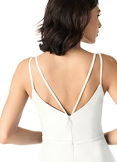 Azazie Janine Bridesmaid Dresses White A-Line V-Neck Chiffon Dress image5