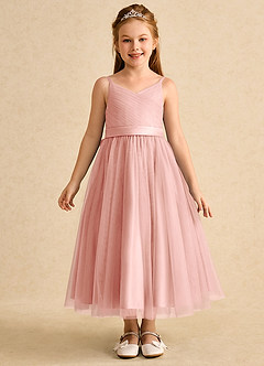 Azazie Patootie Final Sale Rosette A-Line Spaghetti Strap Tulle Dress image1