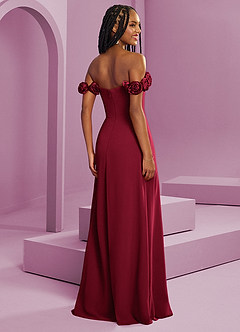 Barbie ♥ Azazie Bridesmaid Dresses Burgundy A-Line Off the Shoulder Chiffon Convertible Dress image9