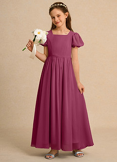 Azazie Joss Flower Girl Dresses Mulberry A-Line with Sleeves Chiffon Dress image9