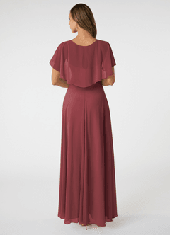Azazie Jamie Robes de demoiselle d'honneur Robe Trapèze en Mousseline de soie Merlot image2