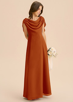 Azazie Lambie Junior Paprika A-Line Pleated Chiffon Dress image5