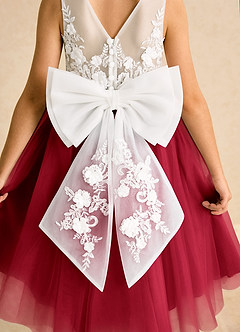 Azazie Lina Flower Girl Dresses Ivory Scarlet Ball-Gown Lace Dress image7