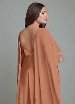 Azazie Stefania Robes de demoiselle d'honneur Robe Trapèze en Satin extensible Bronze image15
