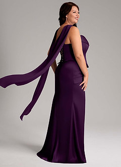 Azazie Sorrel Bridesmaid Dresses Grape Mermaid Strapless Stretch Satin Convertible Dress image11