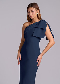 Azazie Yuanna Bridesmaid Dresses Dark Navy Mermaid One Shoulder Chiffon Dress image7