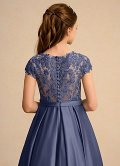Azazie Bunny Girls Formal Robe Demoiselle D'honneur Fillette Robe Robe de bal en Dentelle Bleu Orageux image7