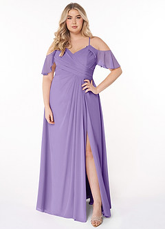 Azazie Dakota Bridesmaid Dresses Tahiti A-Line V-Neck Pleated Chiffon Dress image6