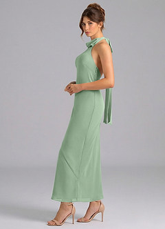 Azazie Velli Abiti da Damigella Abito Sirena in Chiffon Collo Alto Matcha image4