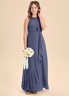 Azazie Lilenne Junior Stormy A-Line Bow Chiffon Dress image3