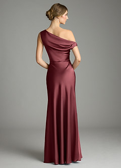 Azazie Emerson Bridesmaid Dresses Merlot Mermaid Off the Shoulder Stretch Satin Dress image3