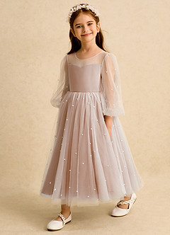 Azazie Trudy Sukienki dla dziewczynek sypiących kwiaty Suknia balowa Dekolt w kształcie serca Tiul Długość herbaty Sukienka image4